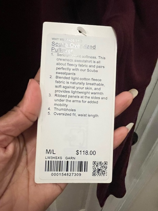 🍋 NWT Lululemon Scuba Oversized Pullover in Garnet - Sz M/L - Picture 4 of 11